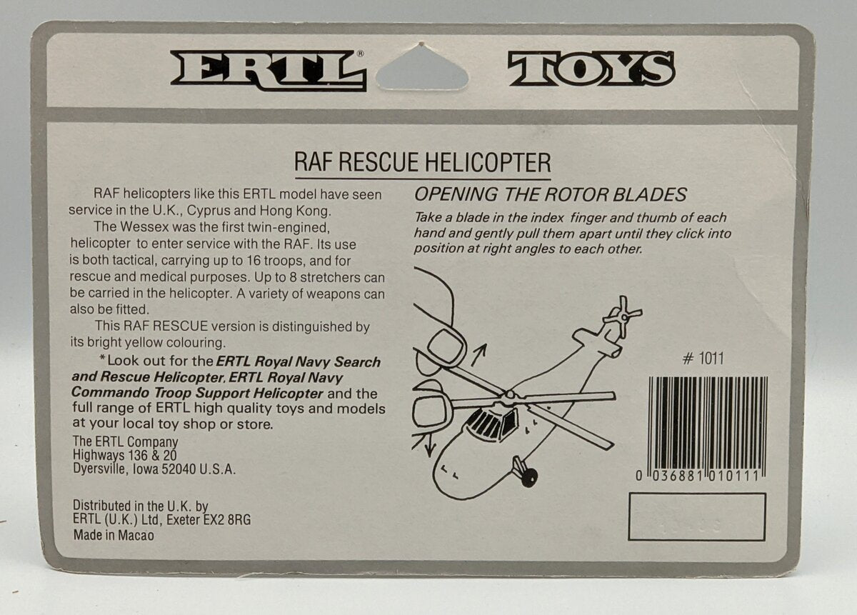 ERTL 1011 Die-Cast Royal Air Force Rescue Helicopter MT/Box