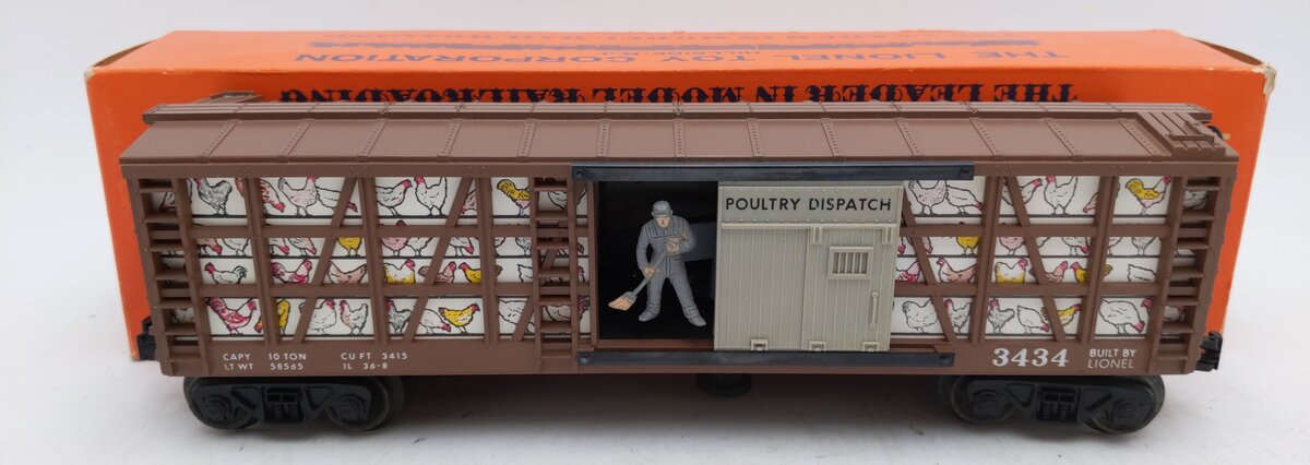 Lionel 3434 Vintage O Operating Chicken Sweeper Car EX/Box