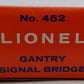 Lionel 452 Vintage O Gantry Signal Bridge EX/Box
