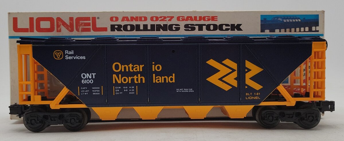 Lionel 6-6100 O Gauge Ontario Northland Covered Quad Hopper EX/Box