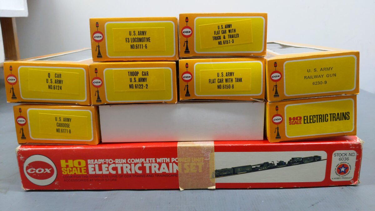 Cox 6036 HO Scale US Army GI General Train Set EX/Box