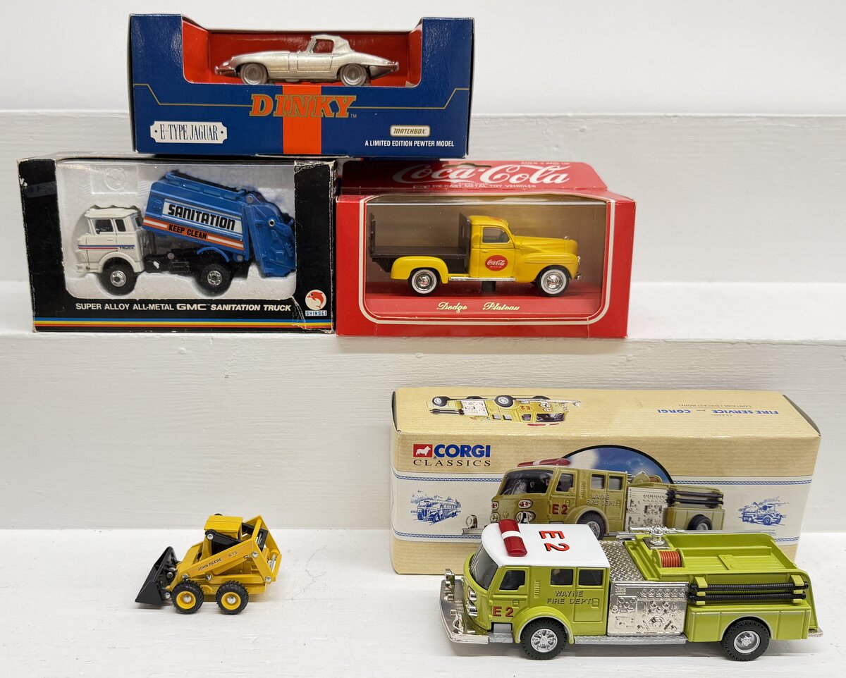 Assorted 1:43 - 1:60 Scale Diecast Trucks, Skid Steer & Jaguar E-Type [5] EX