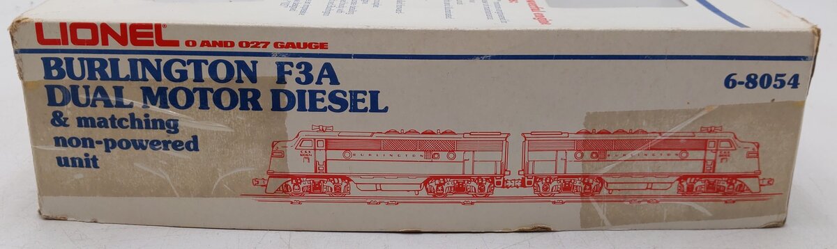 Lionel 6-8054 O Burlington F-3 A Chrome Diesel Locomotive #8054 EX/Box