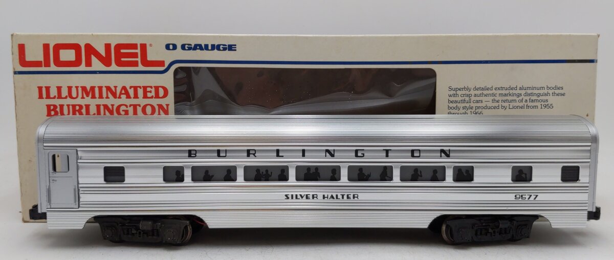 Lionel 6-9577 O Gauge Burlington "Silver Halter" Aluminum Passenger Coach EX/Box