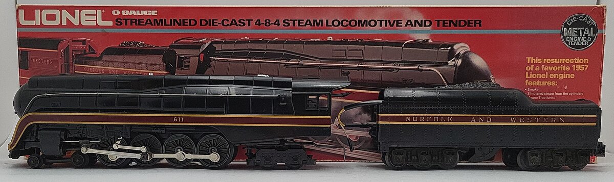 Lionel 6-8100 O Gauge Norfolk & Western 4-8-4 Steam Locomotive & Tender #611 LN/Box
