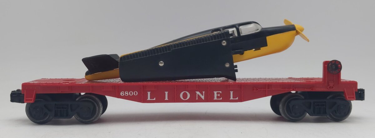 Lionel 6800 Vintage O Flatcar with Black over Yellow Airplane EX