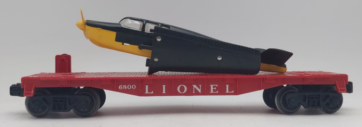 Lionel 6800 Vintage O Flatcar with Black over Yellow Airplane EX
