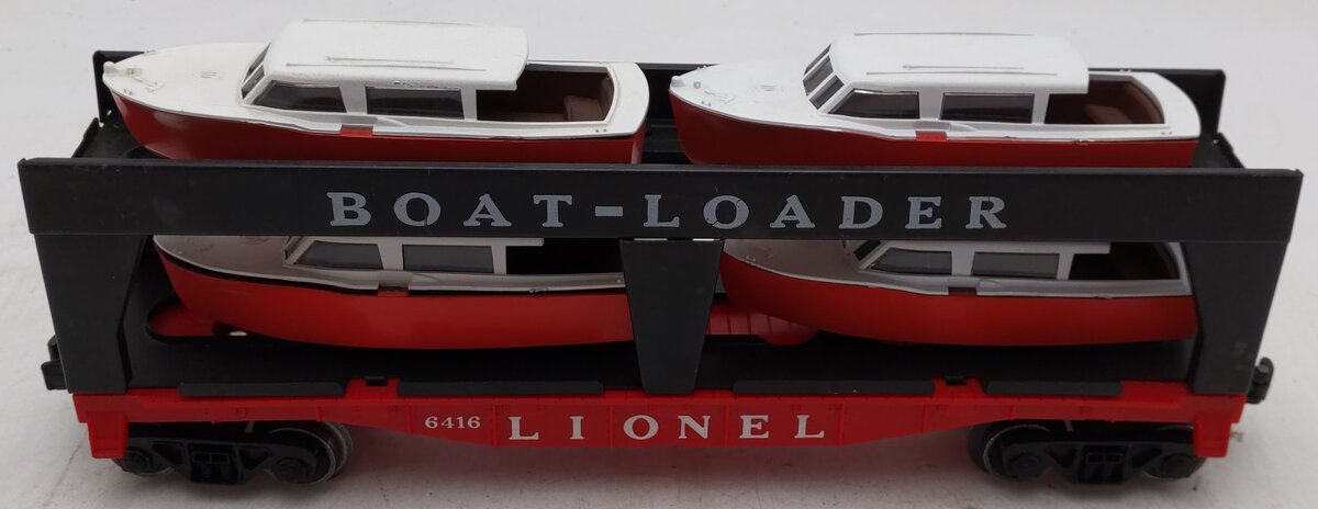 Lionel 6416 Vintage O Boat Loader with 4 Red Boats - Rare VG