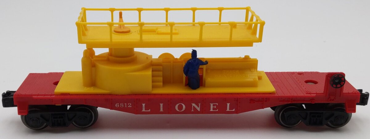 Lionel 6812 Vintage O Operating Track Maintenance Car w/Yellow Superstructure VG