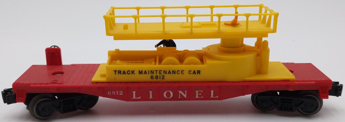 Lionel 6812 Vintage O Operating Track Maintenance Car w/Yellow Superstructure VG