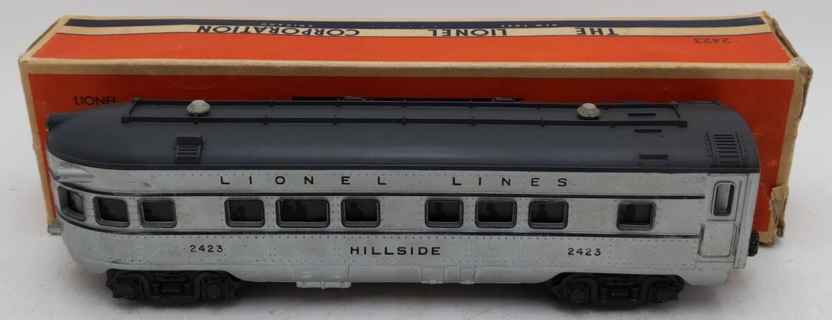 Lionel 2423 Vintage O Lionel Lines Hillside Lighted Observation Car w Gray Roof VG/Box