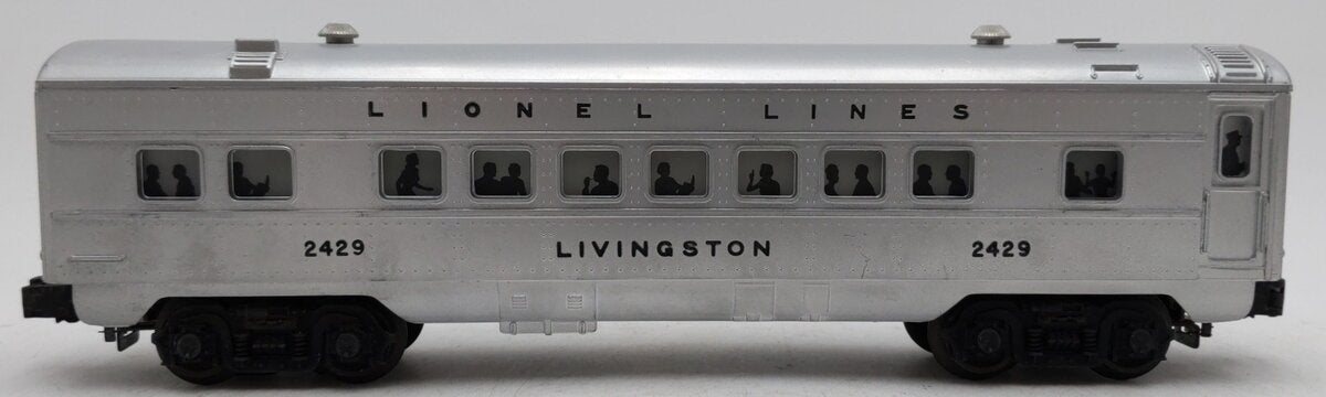 Lionel 2429 Vintage O Livingston Illuminated Passenger Car with Silver Roof VG/Box