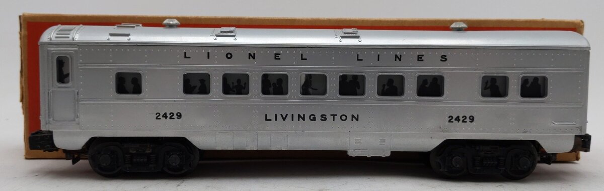 Lionel 2429 Vintage O Livingston Illuminated Passenger Car with Silver Roof VG/Box