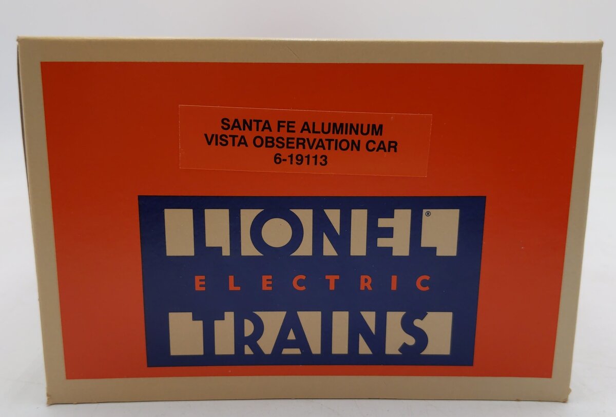 Lionel 6-19113 O Gauge Santa Fe "Vista Valley" Aluminum Vista Observation Car EX/Box
