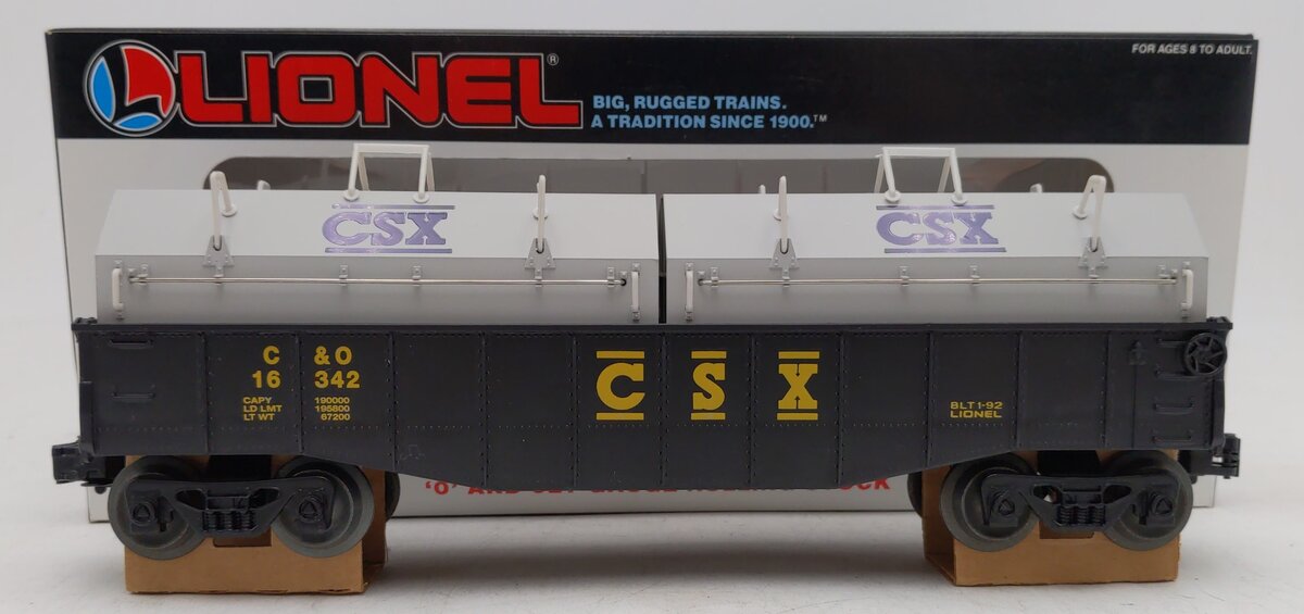 Lionel 6-16342 O Gauge CSX Gondola with Coil Covers EX/Box