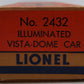 Lionel 2432 Vintage O Lionel Lines Clifton Illuminated Vista Dome Car VG/Box
