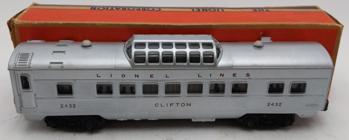 Lionel 2432 Vintage O Lionel Lines Clifton Illuminated Vista Dome Car VG/Box