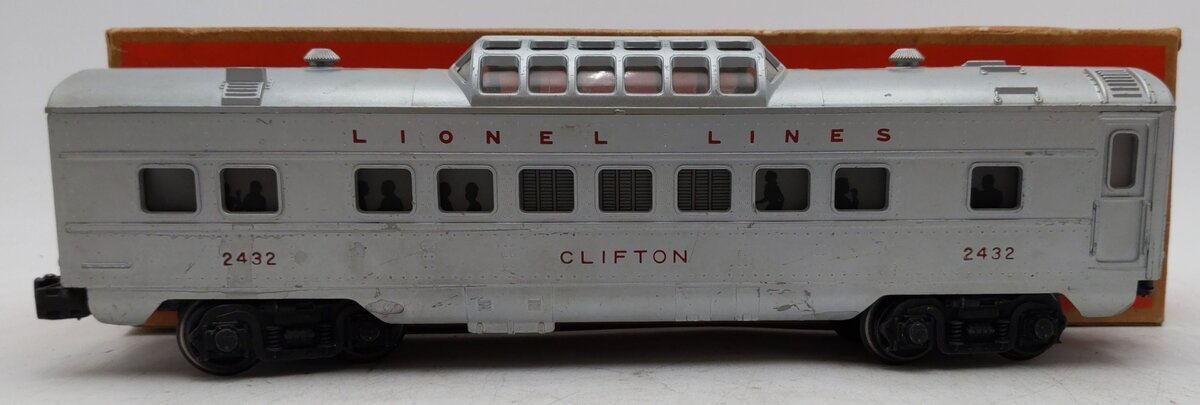 Lionel 2432 Vintage O Lionel Lines Clifton Illuminated Vista Dome Car VG/Box