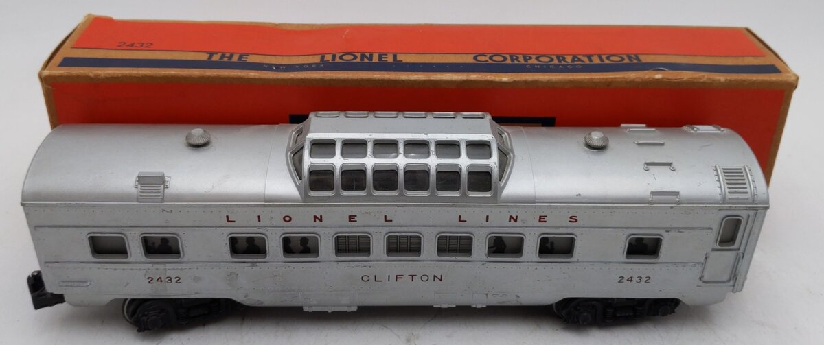 Lionel 2432 Vintage O Lionel Lines Clifton Illuminated Vista Dome Car VG/Box