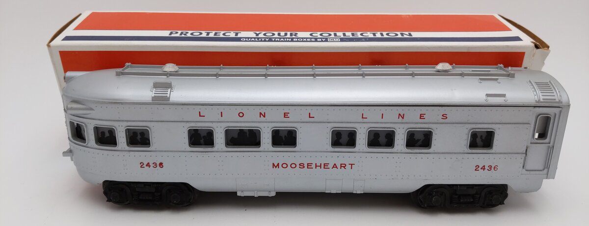 Lionel 2436 Vintage O Lionel Lines Illuminated Mooseheart Observation Car EX