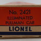Lionel 2421 O Vintage Lionel Lines Maplewood Lighted Pullman Car #2421 VG/Box
