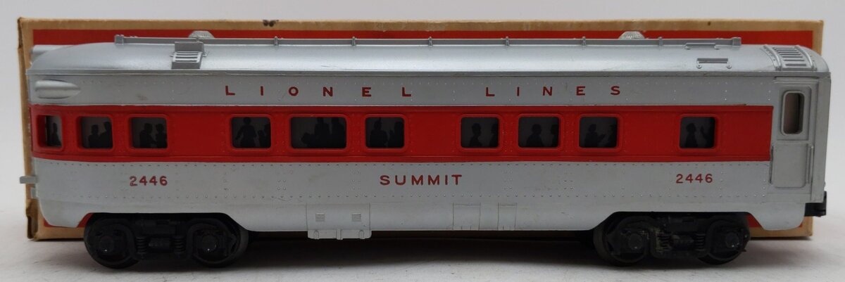 Lionel 2446 Vintage O Lionel Lines Summit Solid Red Stripe Observation Car VG/Box