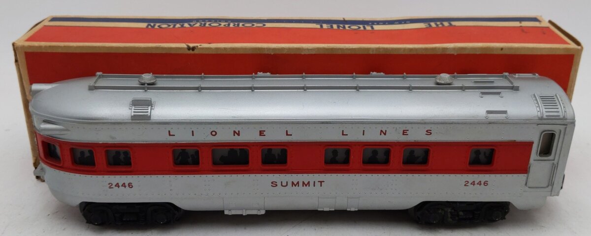 Lionel 2446 Vintage O Lionel Lines Summit Solid Red Stripe Observation Car VG/Box