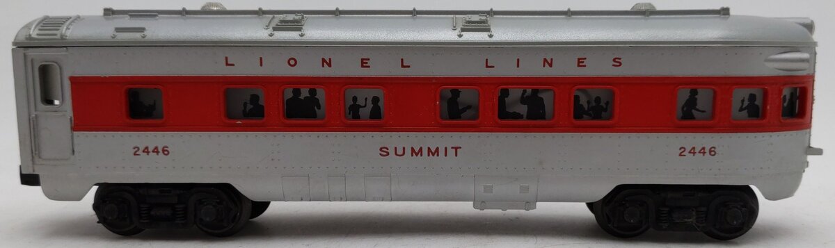 Lionel 2446 Vintage O Lionel Lines Summit Solid Red Stripe Observation Car VG/Box
