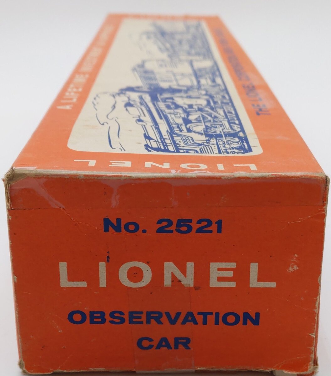 Lionel 2521 Vintage O President McKinley Gold Stripe Aluminum Observation Car VG/Box