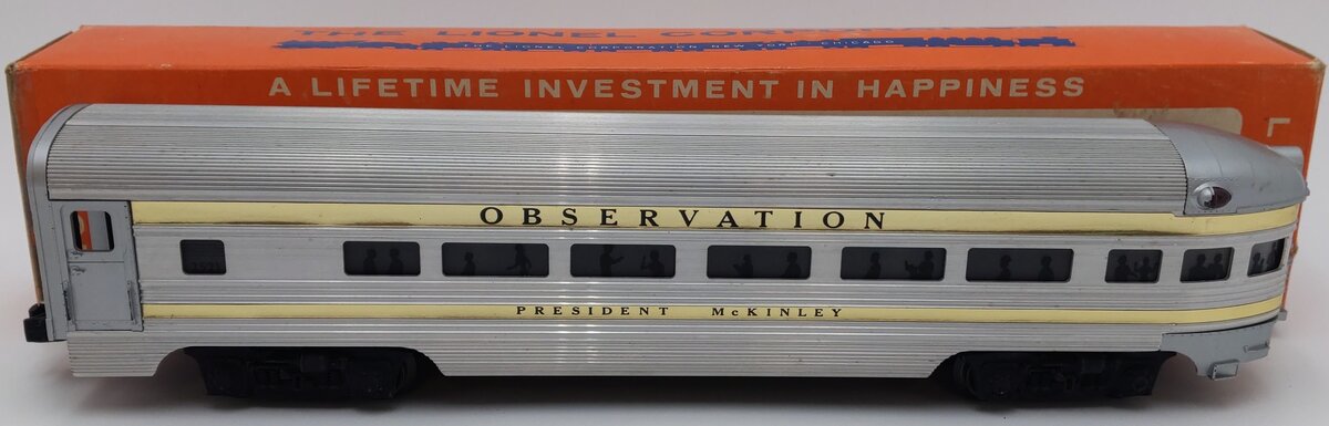 Lionel 2521 Vintage O President McKinley Gold Stripe Aluminum Observation Car VG/Box