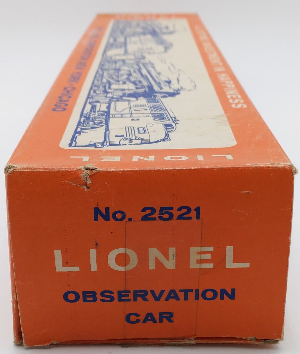Lionel 2521 Vintage O President McKinley Gold Stripe Aluminum Observation Car VG/Box