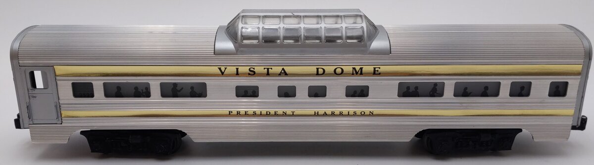 Lionel 2522 Vintage O President Harrison Gold Strip Aluminum Vista Dome Car VG/Box