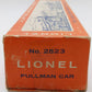 Lionel 2523 Vintage O President Garfield Gold Stripe Aluminum Pullman Car VG/Box