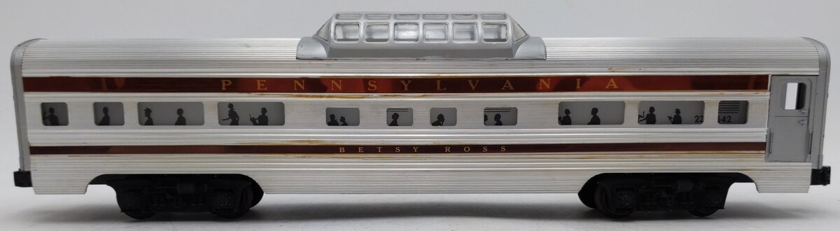 Lionel 2542 Vintage O Pennsylvania Betsy Ross Aluminum Vista Dome Car VG