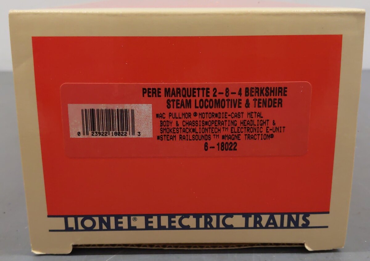 Lionel 6-18022 O Gauge Pere Marquette 2-8-4 Berkshire Steam Locomotive & Tender EX/Box