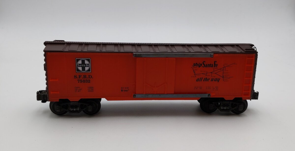 K-Line K75032 O Gauge Santa Fe Map Reefer Car NIB