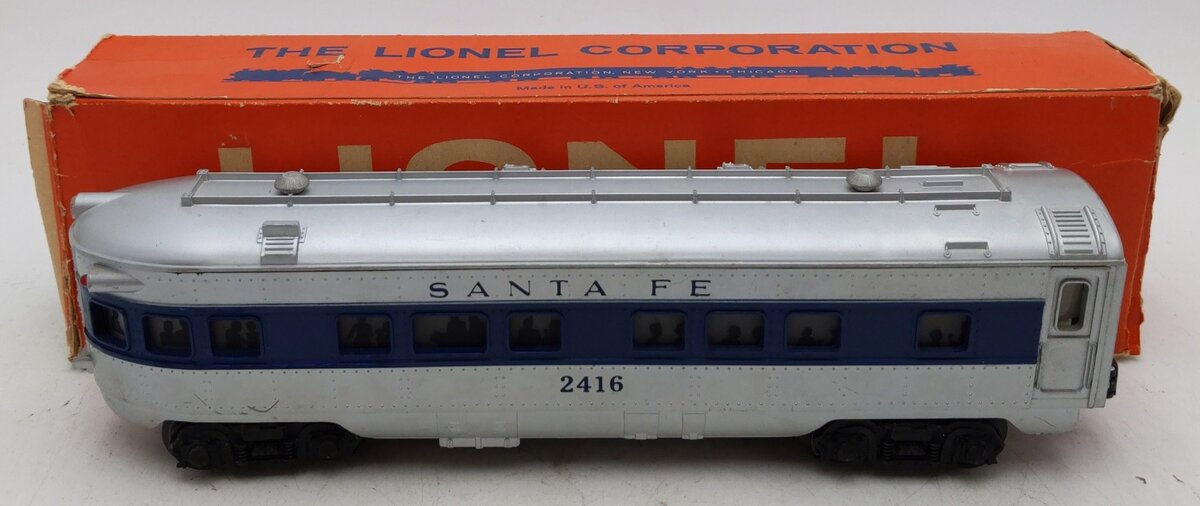 Lionel O Gauge 2416 Santa Fe Observation Car VG/Box