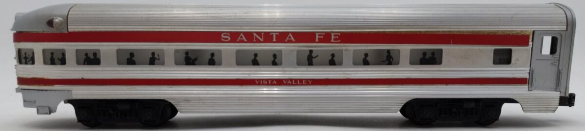Lionel 2561 Vintage O Santa Fe Vista Valley Red Stripe Aluminum Observation Car VG