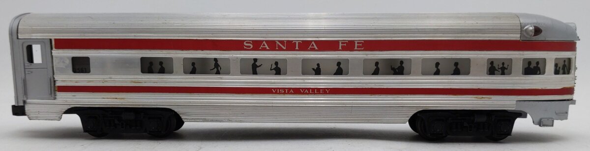 Lionel 2561 Vintage O Santa Fe Vista Valley Red Stripe Aluminum Observation Car VG
