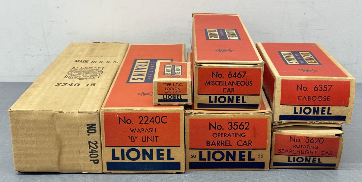 Lionel 1563W Vintage O Wabash 2240P/C AB Freight Set w/6467,3620,6414,6357 LN/Box