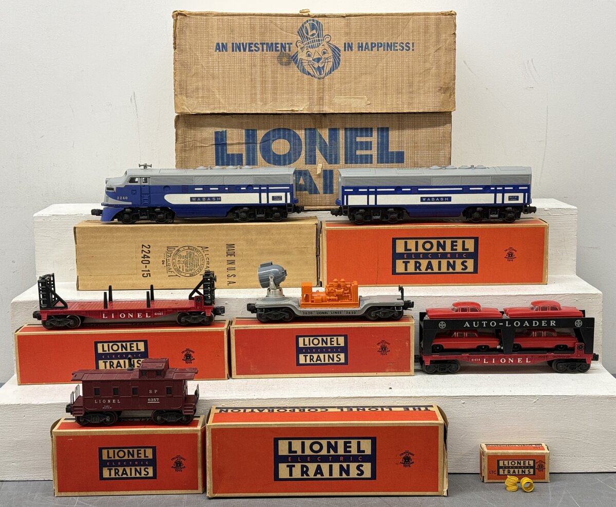 Lionel 1563W Vintage O Wabash 2240P/C AB Freight Set w/6467,3620,6414,6357 LN/Box