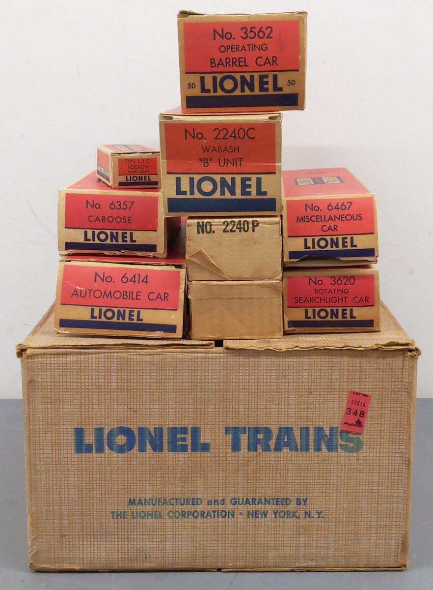 Lionel 1563W Vintage O Wabash 2240P/C AB Freight Set w/6467,3620,6414,6357 EX/Box