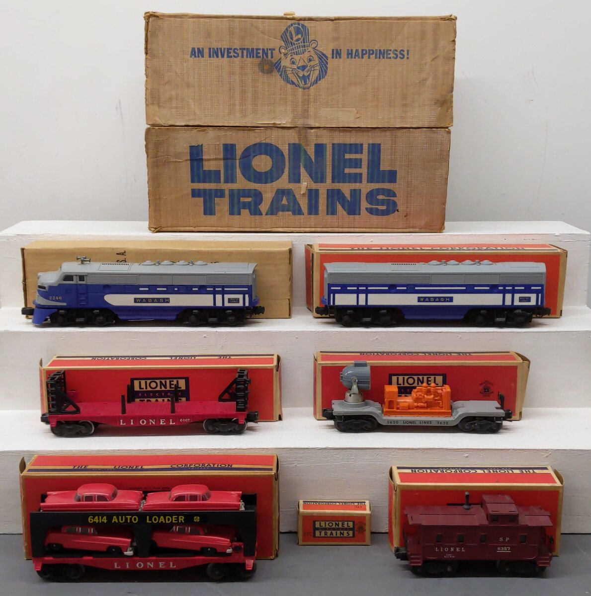 Lionel 1563W Vintage O Wabash 2240P/C AB Freight Set w/6467,3620,6414,6357 EX/Box