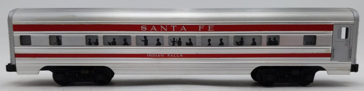 Lionel 2563 Vintage O Santa Fe "Indian Falls" Red Stripe Aluminum Pullman Car VG