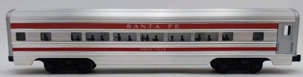 Lionel 2563 Vintage O Santa Fe "Indian Falls" Red Stripe Aluminum Pullman Car EX