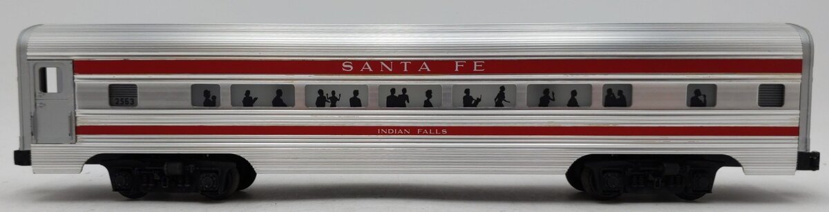 Lionel 2563 Vintage O Santa Fe "Indian Falls" Red Stripe Aluminum Pullman Car EX