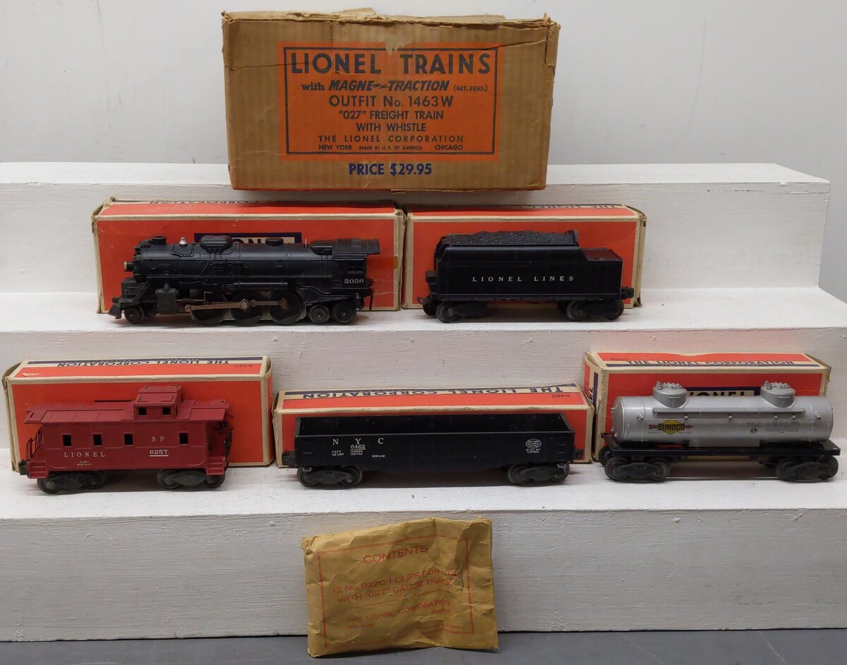 Lionel 1463W Vintage O 2036 Freight Set w/6466W, 6462, 6465, 6257 VG/Box