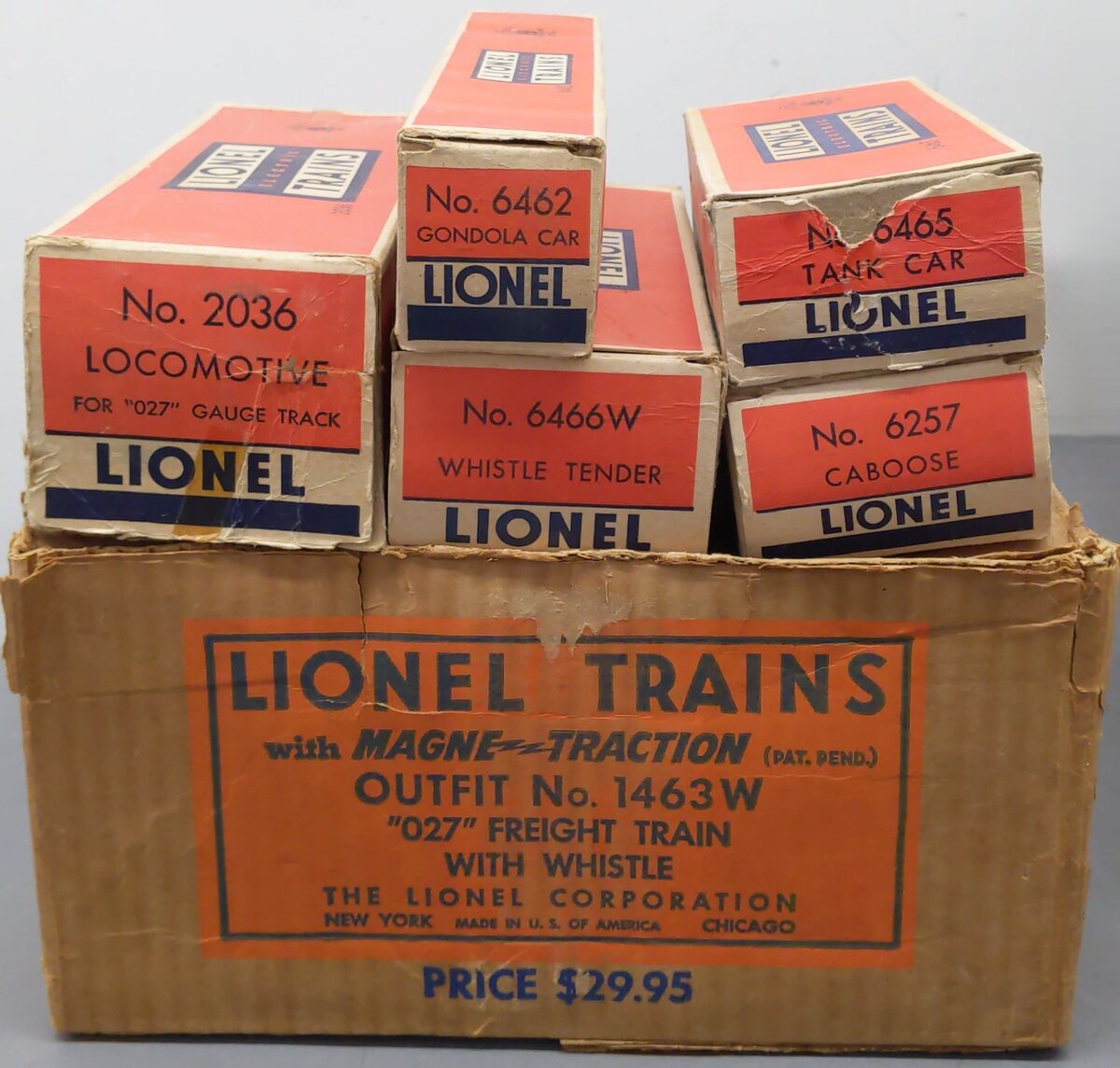 Lionel 1463W Vintage O 2036 Freight Set w/6466W, 6462, 6465, 6257 VG/Box