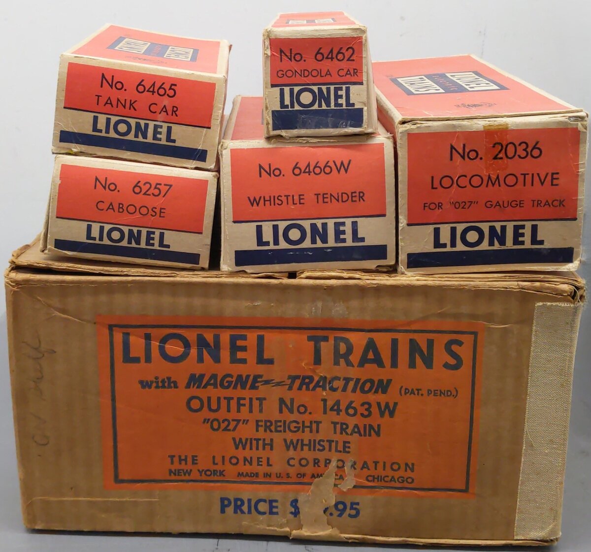 Lionel 1463W Vintage O 2036 Freight Set w/6466W, 6462, 6465, 6257 VG/Box