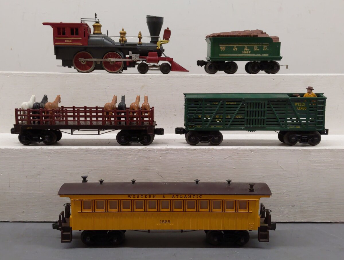 Lionel Vintage O General Steam Loco & Tender Set #1865, 1862, 1877, 3370 VG